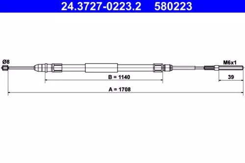 Cable Pull, parking brake ATE 24.3727-0223.2)