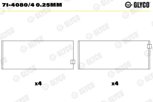 Connecting Rod Bearing GLYCO 71-4080/4 0.25mm)