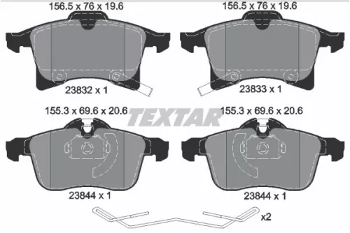 Brake Pad Set, disc brake TEXTAR 2383204)