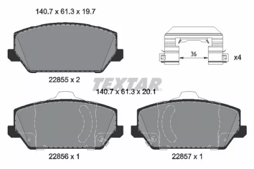 Brake Pad Set, disc brake TEXTAR 2285501)