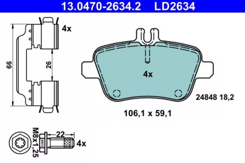 Brake Pad Set, disc brake ATE 13.0470-2634.2)