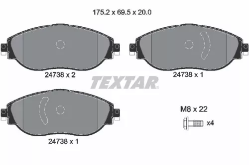Brake Pad Set, disc brake TEXTAR 2473806)