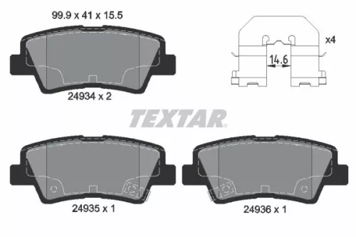 Brake Pad Set, disc brake TEXTAR 2493401)