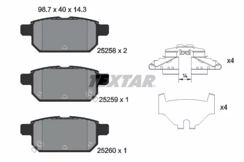 Brake Pad Set, disc brake TEXTAR 2525801)