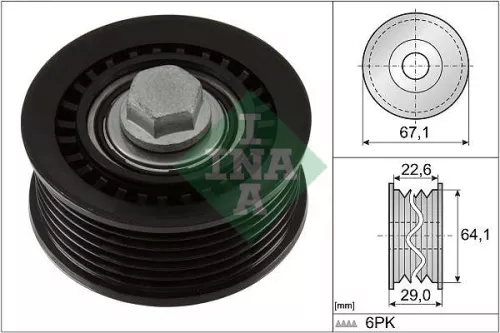 Deflection/Guide Pulley, V-ribbed belt Schaeffler INA 532 1076 10)