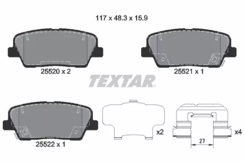 Brake Pad Set, disc brake TEXTAR 2552008)