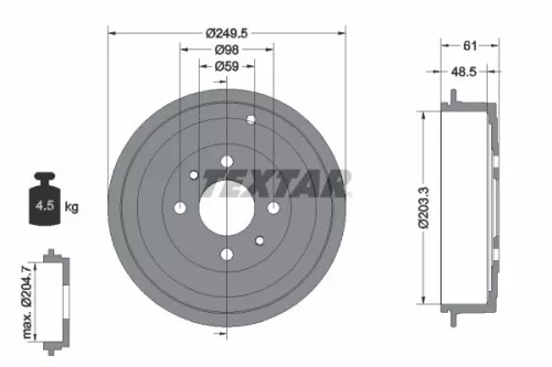 Brake Drum TEXTAR 94019900)