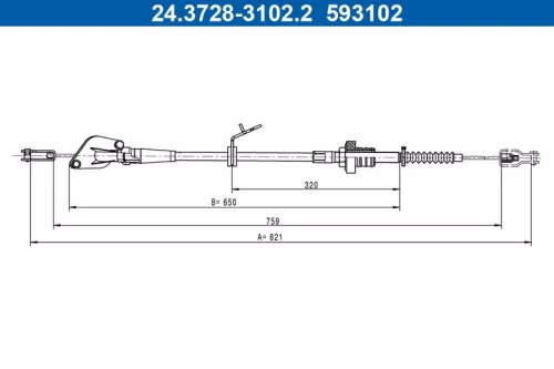 Cable Pull, clutch control ATE 24.3728-3102.2)