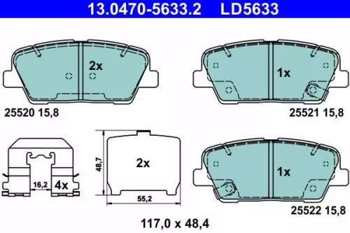Brake Pad Set, disc brake ATE 13.0470-5633.2)