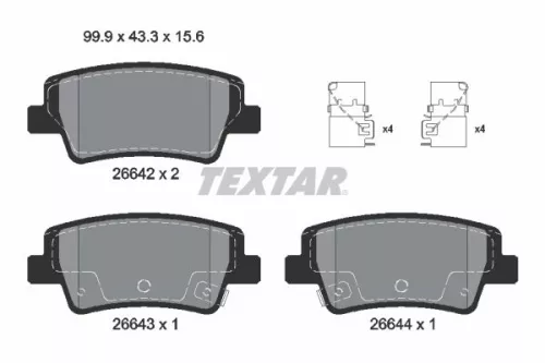 Brake Pad Set, disc brake TEXTAR 2664201)