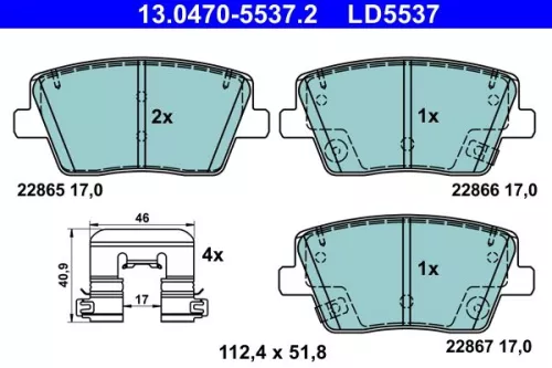 Brake Pad Set, disc brake ATE 13.0470-5537.2)