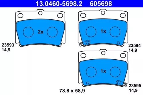 Brake Pad Set, disc brake ATE 13.0460-5698.2)