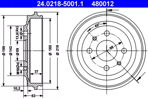 Brake Drum ATE 24.0218-5001.1)