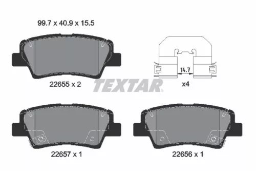 Brake Pad Set, disc brake TEXTAR 2265501)