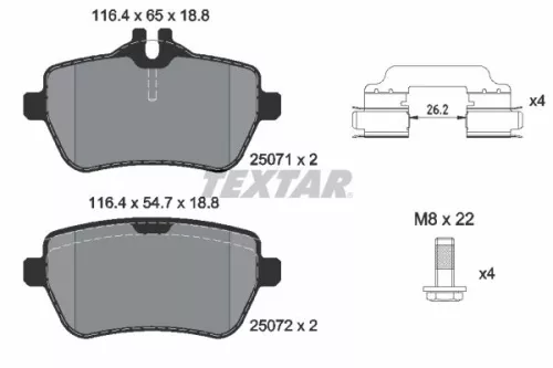 Brake Pad Set, disc brake TEXTAR 2507101)