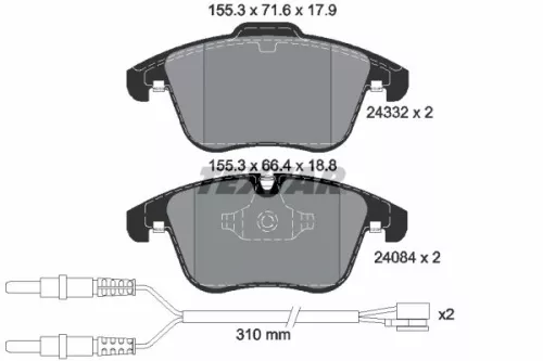 Brake Pad Set, disc brake TEXTAR 2433201)