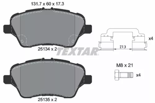 Brake Pad Set, disc brake TEXTAR 2513402)