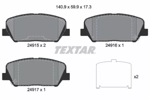 Brake Pad Set, disc brake TEXTAR 2491501)