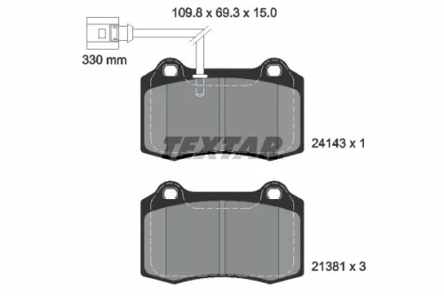 Brake Pad Set, disc brake TEXTAR 2414301)