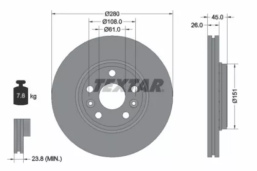 Brake Disc TEXTAR 92257903)