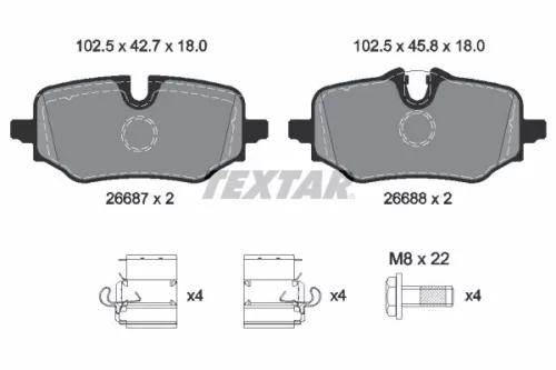 Brake Pad Set, disc brake TEXTAR 2668701)