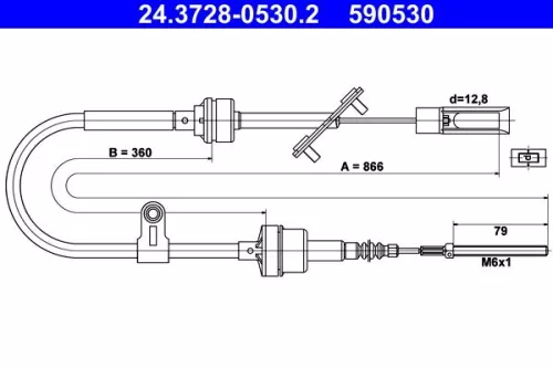Cable Pull, clutch control ATE 24.3728-0530.2)
