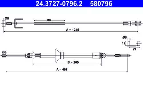 Cable Pull, parking brake ATE 24.3727-0796.2)