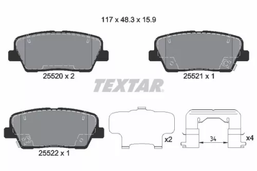Brake Pad Set, disc brake TEXTAR 2552003)