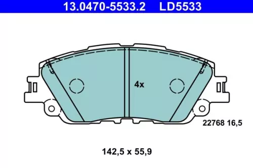 Brake Pad Set, disc brake ATE 13.0470-5533.2)