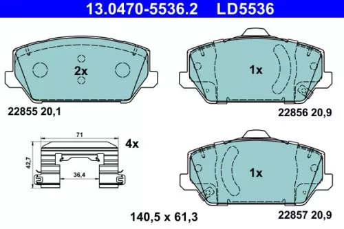 Brake Pad Set, disc brake ATE 13.0470-5536.2)