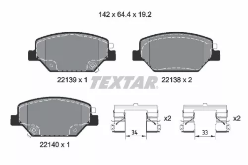 Brake Pad Set, disc brake TEXTAR 2213901)