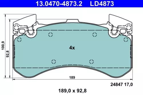 Brake Pad Set, disc brake ATE 13.0470-4873.2)