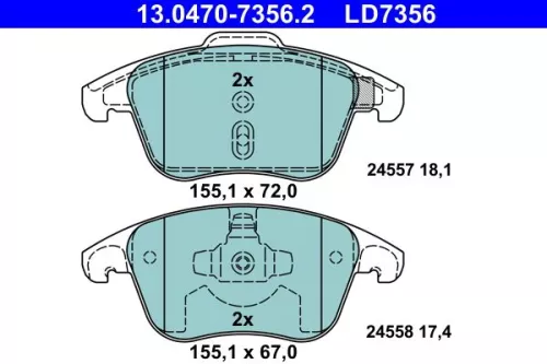 Brake Pad Set, disc brake ATE 13.0470-7356.2)