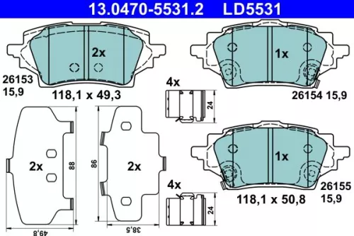 Brake Pad Set, disc brake ATE 13.0470-5531.2)