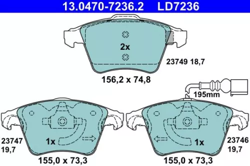 Brake Pad Set, disc brake ATE 13.0470-7236.2)