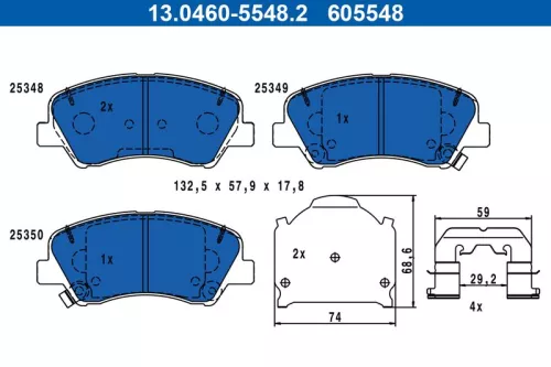 Brake Pad Set, disc brake ATE 13.0460-5548.2)