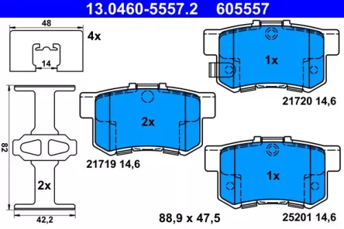 Brake Pad Set, disc brake ATE 13.0460-5557.2)