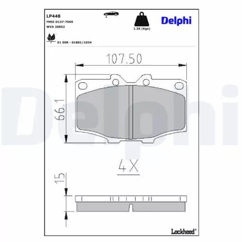 Brake Pad Set, disc brake DELPHI LP448)