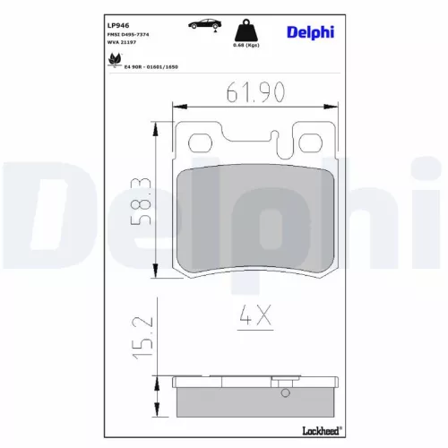 Brake Pad Set, disc brake DELPHI LP946)