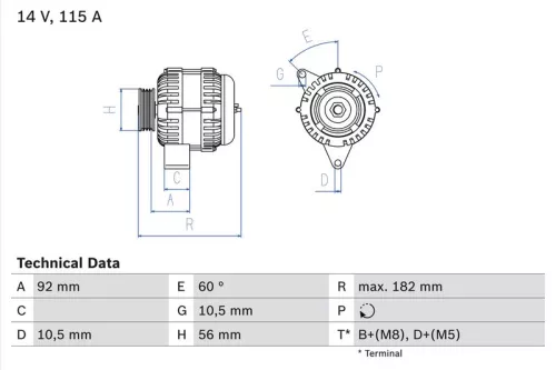 Alternator BOSCH 0 986 041 120)