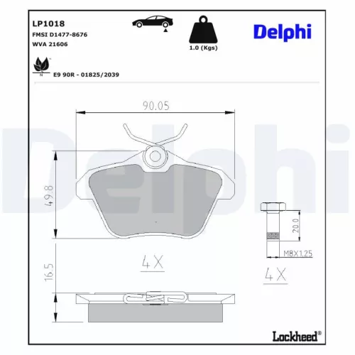 Brake Pad Set, disc brake DELPHI LP1018)