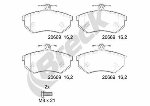 Brake Pad Set, disc brake BRECK 20669 00 701 00)