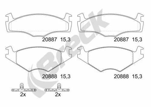 Brake Pad Set, disc brake BRECK 20887 00 702 00)