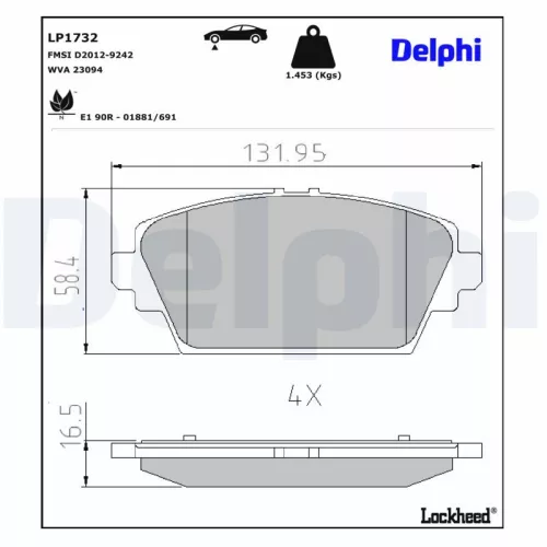 Brake Pad Set, disc brake DELPHI LP1732)