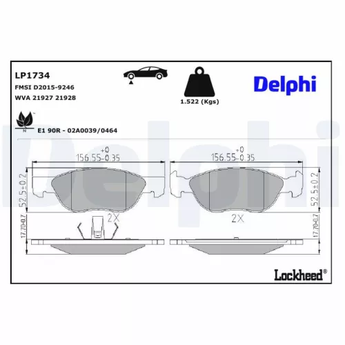 Brake Pad Set, disc brake DELPHI LP1734)