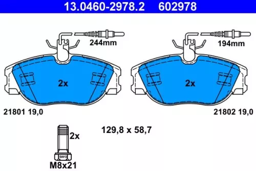 Brake Pad Set, disc brake ATE 13.0460-2978.2)