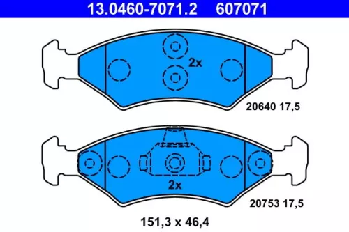 Brake Pad Set, disc brake ATE 13.0460-7071.2)