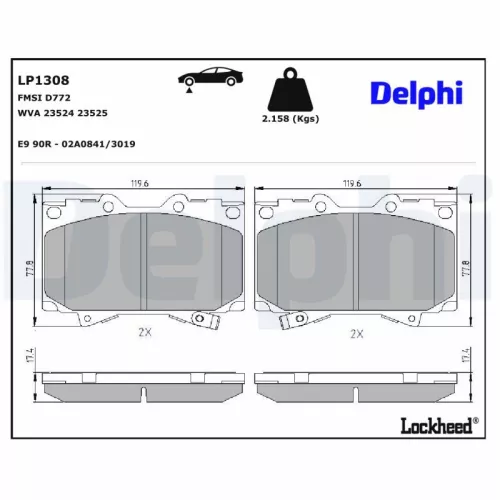 Brake Pad Set, disc brake DELPHI LP1308)