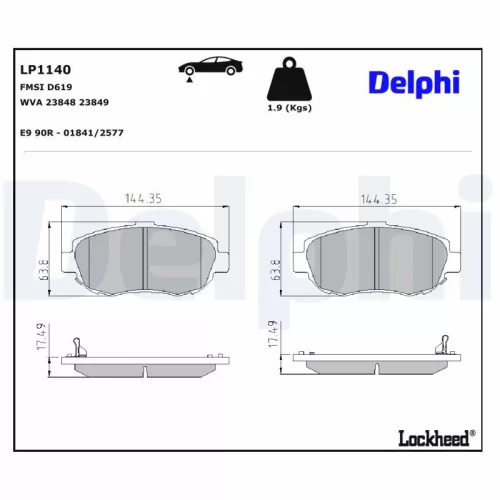 Brake Pad Set, disc brake DELPHI LP1140)