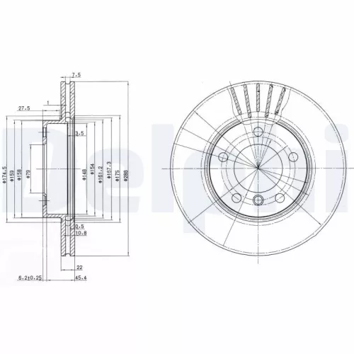 Brake Disc DELPHI BG2745)